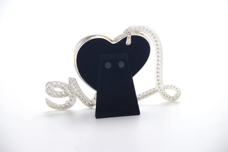 LASODY Elegant Silver Plated Heart Shaped Photo Frame Holds a 3" x 3" Photo,Anniversary Wedding Gifts Valentine's Day Gifts - Image 3